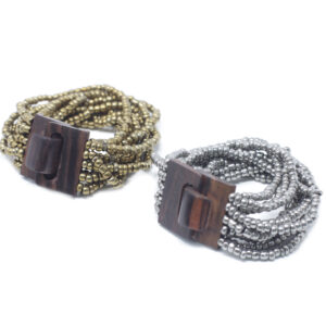 Multi -Bead armband trälås - Asst Guld/brons